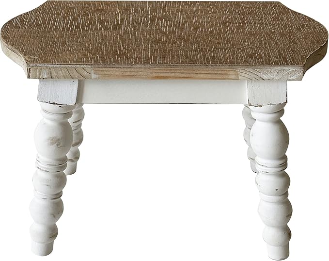 Wooden Bathroom Farmhouse Step Stool, Wood Foot Stool for Adults Kids, Bedside Step Plant Stand for Kitchen