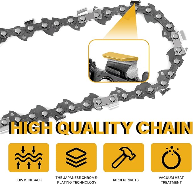 16 Inch Chainsaw Bar and Chain Combo, 3/8" LP Pitch, 050" Gauge, 56 Drive Links, Fits Ryobi, Makita, Echo, Poulan, Craftsman, Greenworks and More (1 Bar + 3 Chains)