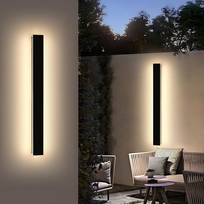 Mikeru 2 Pack 47.2inch Modern Outdoor Wall Sconce, 3000K/4500K/6000K 3 Color
