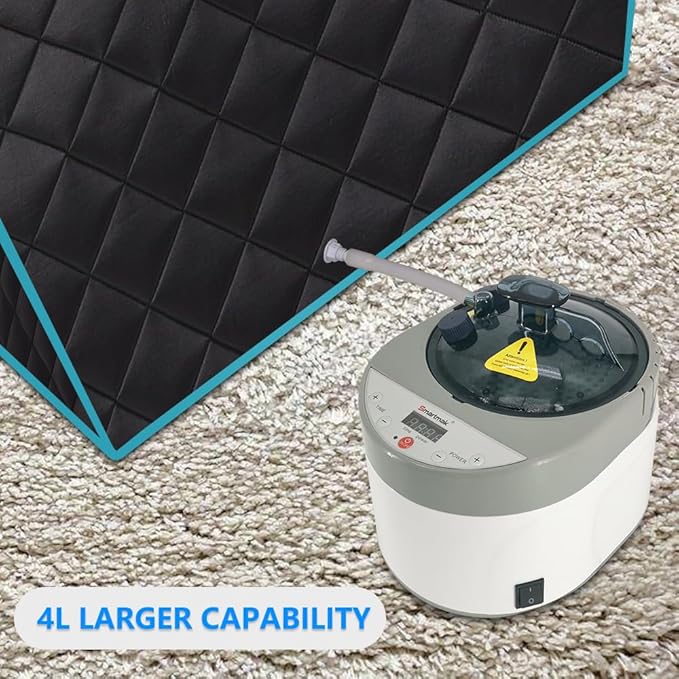 Smartmak Portable Home Steam Sauna, Full Size Personal Sauna Spa Box, Single Saunas Tent with Steamer, 4L 1500W Steam Generator 99 Min Timer, Remote Control, Upgraded Foldable Chair, Mat, Green Border