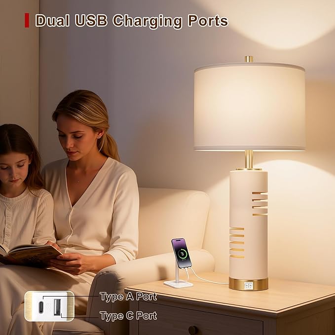 27.5" Faux Stone Table Lamps Set of 2