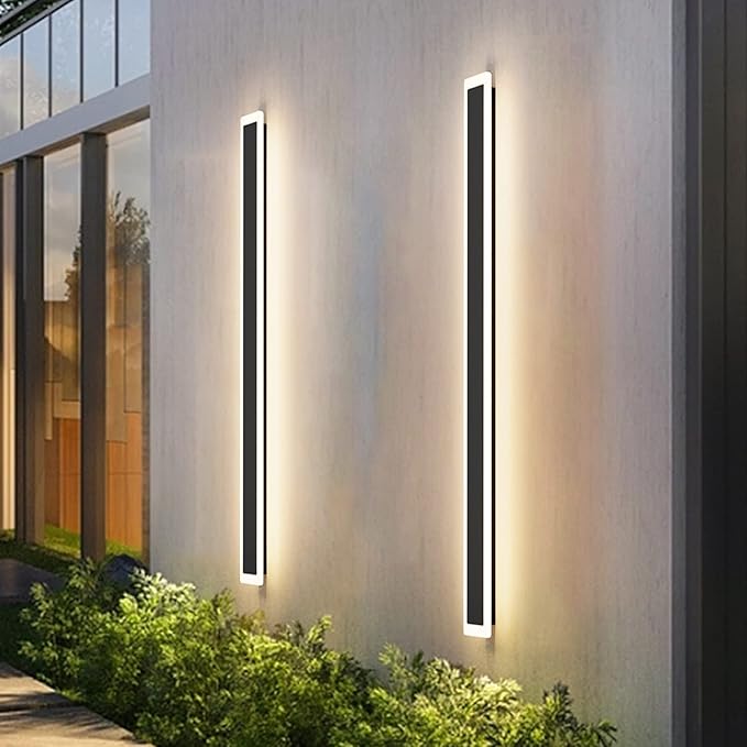 Outdoor Lights 2 Pack, Modern Outdoor Wall Light Fixture Long Strip LED Wall