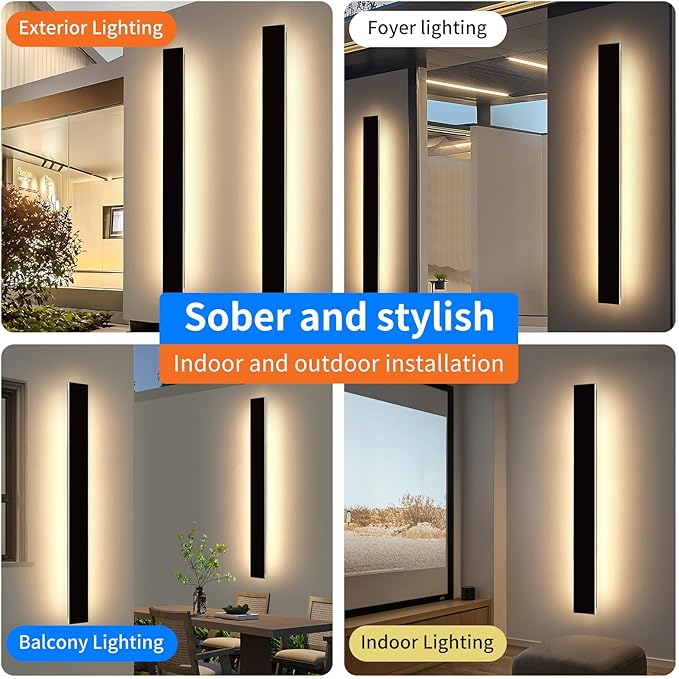 Mikeru 2 Pack Upgraded 71" Long LED Wall Sconce, 4.3" Wide IP65 Waterproof