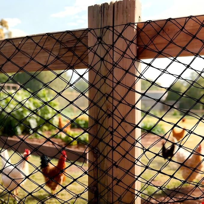 Poultry Netting 50x50 FT Fence for Chicken Coop and Garden Protection Predator Proof, Easy Install for Rabbits and Small Animals