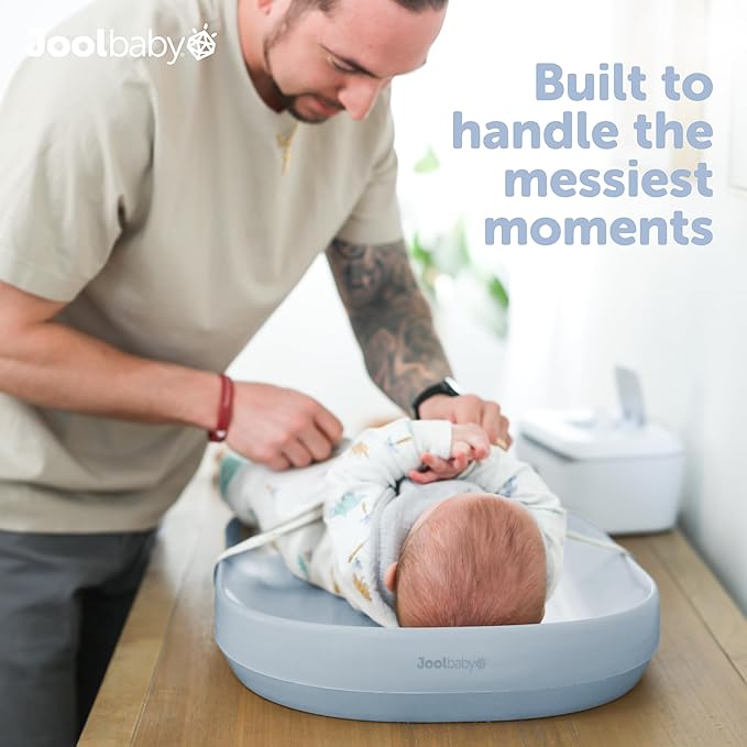 Jool Baby Waterproof Baby Changing Pad - Easy to Clean, Lightweight & Portable - Large Foam Cushion for Comfort (Blue)