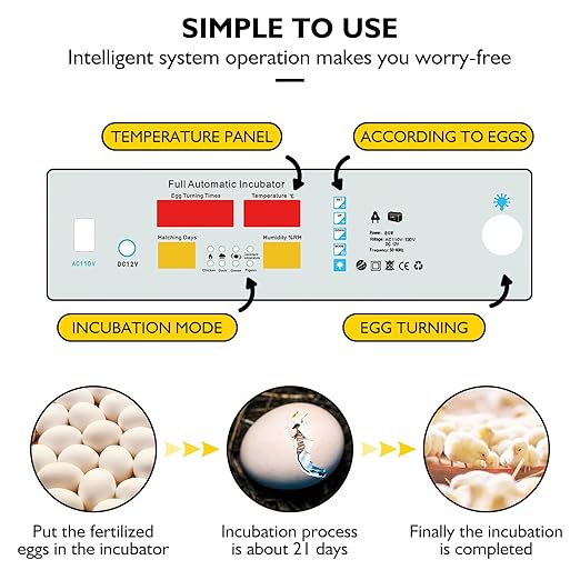 Egg Incubator,Egg Incubator with Automatic Egg Turning and Humidity Control,Poultry Hatcher for Chickens Ducks Birds (180 Eggs)