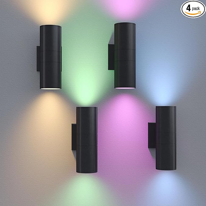 Exterior Double Up Down Outdoor Wall Lights, Mi.Light Remote Control RGB Color
