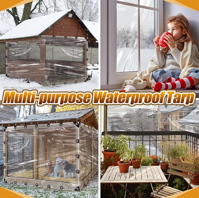 2 * 3-Meter Tear Resistant Transparent Waterproof Oilcloth,1 Piece of Windproof polyethylene Waterproof Cloth, Heavy-Duty Transparent Shell, Used to Cover Chicken coops, greenhouses, Garden Plants