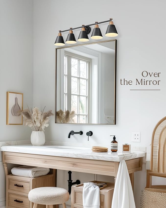 FEMILA 37.4" Black Vanity Light, Bathroom Lighting Fixtures Over Mirror