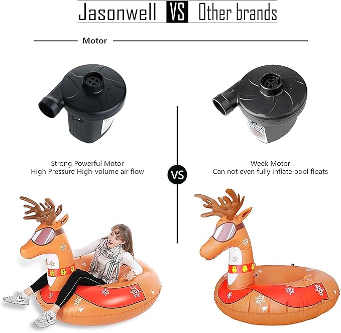 Jasonwell Electric Air Pump Portable Quick-Fill AC DC Inflator Deflator Pump for Air Mattress Inflatables Pool Floats Water Toy Raft Bed Boat Pool Toy with Nozzles 110-240 V