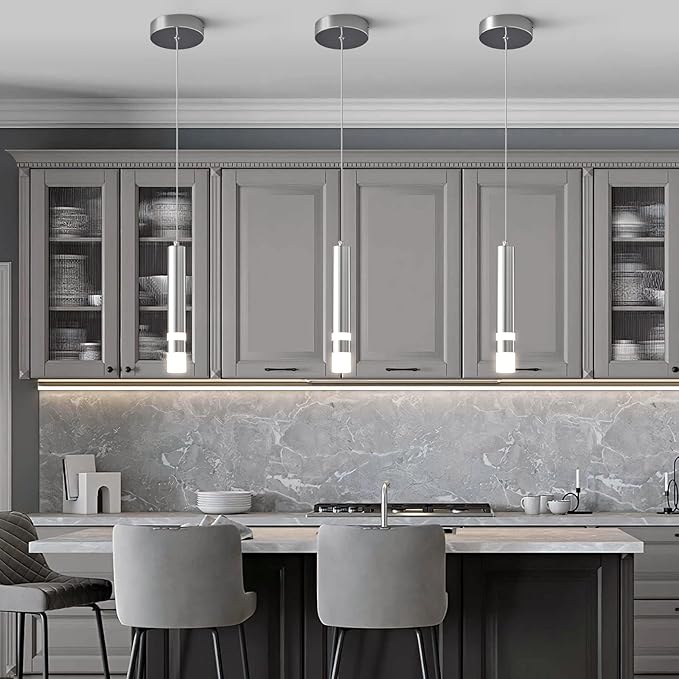 Modern Pendant Light Kitchen Fixture Dimmable LED Chrome Mini Pendant Lighting