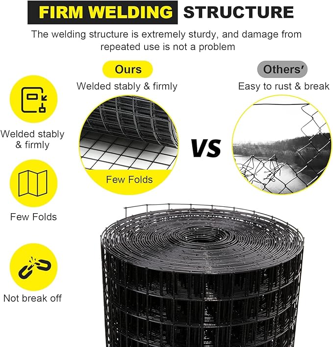 36'' x 50' 1inch Hardware Cloth 16 Gauge Black Vinyl Coated Welded Fence Mesh for Home and Garden Fence and Home Improvement Project (36'' x 50')