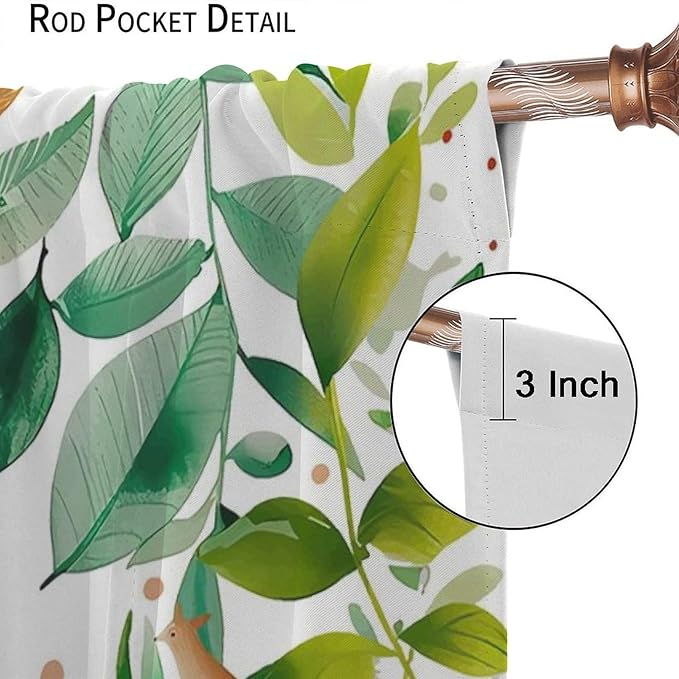 Kids Fox Curtain Cute Cartoon Fox Window Treatment for Girls Boys Bedroom Wildlife Woodland Animal Botanical Plant Window Drapes for Living Room Teens Nursery W42xL45(Decor)
