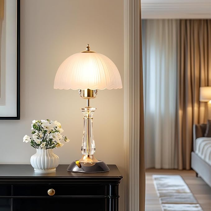 Crystal Table Lamp Set of 2, Dimmable Bedside Lamp