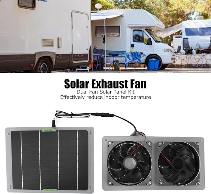DAUERHAFT 100W Compact Solar Exhaust Ventilation Fan and Chicken Coop Fan for Greenhouses, Doghouses, Sheds