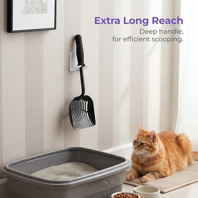 iPrimio Monster Cat Litter Scooper with 17 Inch Long Handle and Soft Grip - Sturdy Extra Large Deep Shovel Scoop - Cat Litter Scoop for Sore Hands - Kitty Litter Box Accessory
