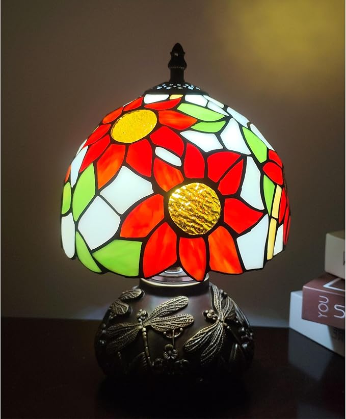Sunflowers Tiffany Lamp 3-Way Stained Glass Style Bedside Reading Table Lamp