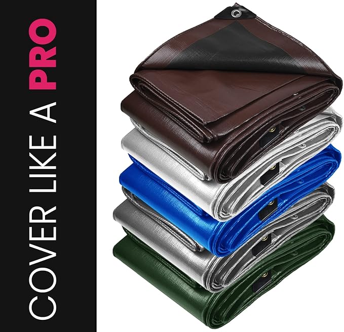 PROTARP Extreme Heavy Duty 22 Mil Tarp Cover, Waterproof, UV Resistant, Rip and Tear Proof, Poly Tarpaulin with Reinforced Edges for Roof, Camping, Patio, Pool, Boat. (White 24′ X 50′)