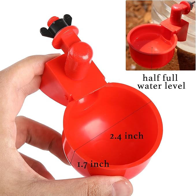 Chicken Water Cups, 6pcs Automatic Chicken Water Feeder, Poultry Waterer Kit Suitable for Chicks, Duck, Goose, Turkey and Bunny, 6-Pack