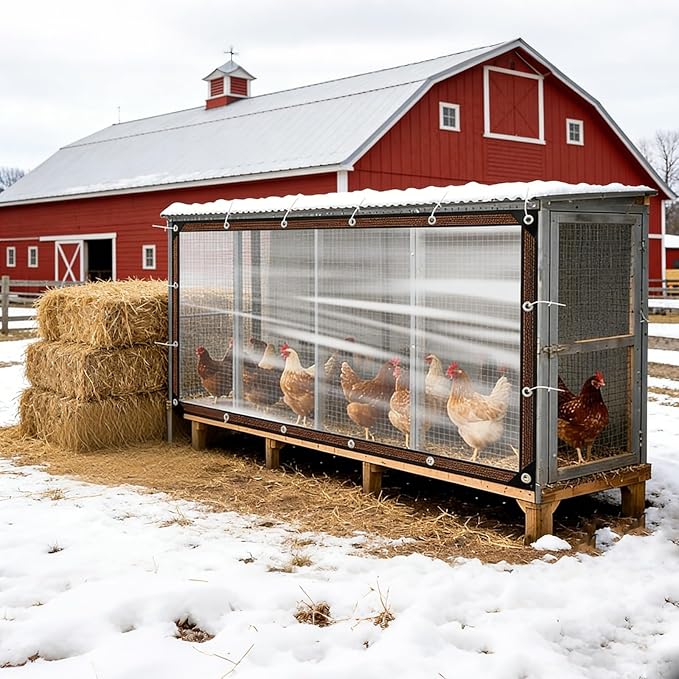 Heavy-Duty Chicken Coop Clear Tarp Waterproof Anti-Tear Cover with Metal Grommets 6x19 FT for Chicken Run, Poultry Cage, Patio Covering, Outdoor Farm Shed, Pheasantry Runway, Greenhouse & More