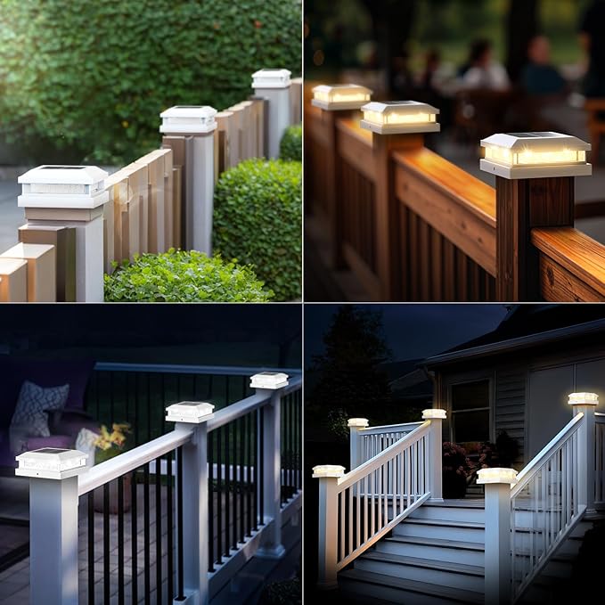 8-Pack Solar Post Cap Lights Outdoor, Waterproof Solar Powered Deck Lights