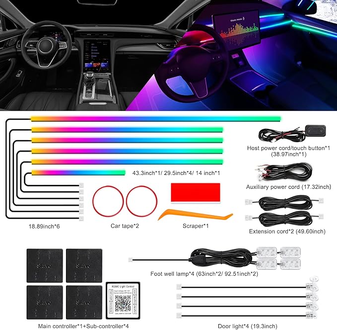 Dreamcolor Acrylic Interior Car LED Strip Light