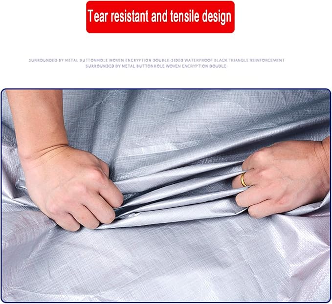 Heavy Duty Tarp Tarpaulin Reinforced Eyelets,Thick 0.32mm PE Waterproof Silver Tarp Sheet Cover,for Kennels Chicken Coop Fishpond Hay Log Pile Roof Trailer Outdoor Furniture (3x6m/10x20ft)