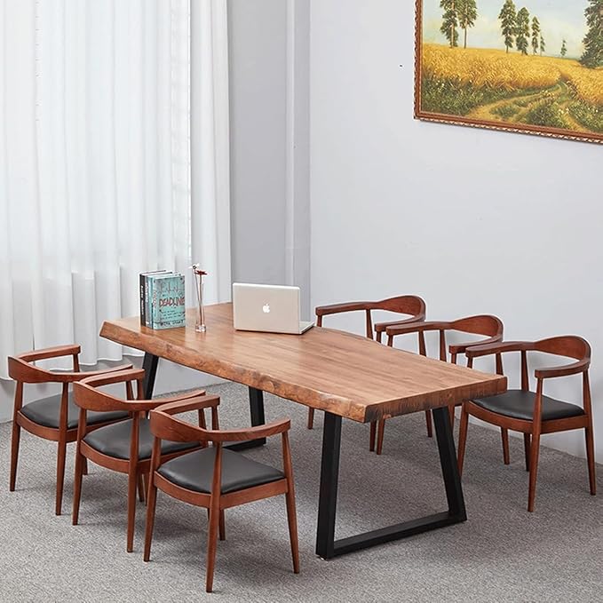 Pine Computer Desk, Modern Solid Wood Home Office Desk, Long Rural Farmhouse Pine Dining Table, Administrative Workstation Computer Desk, Suitable for Living Room and Dining Room (63inch)