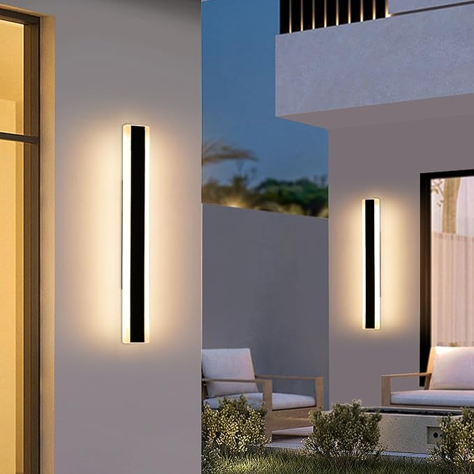 Mikeru 2pack 23.6inch Modern Outdoor Wall Light Fixtures, 3000K Exterior Lights