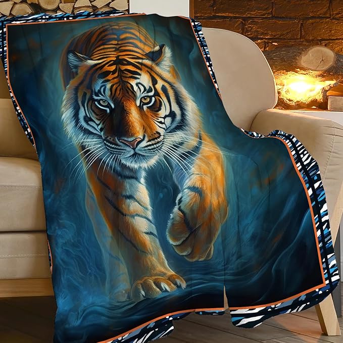 Tiger Blanket Tiger Throw Blankets for Couch Sofa Bed Decor Soft Cozy Fleece Plush Flannel Gifts for Men Women Adults Lover 40"x50"