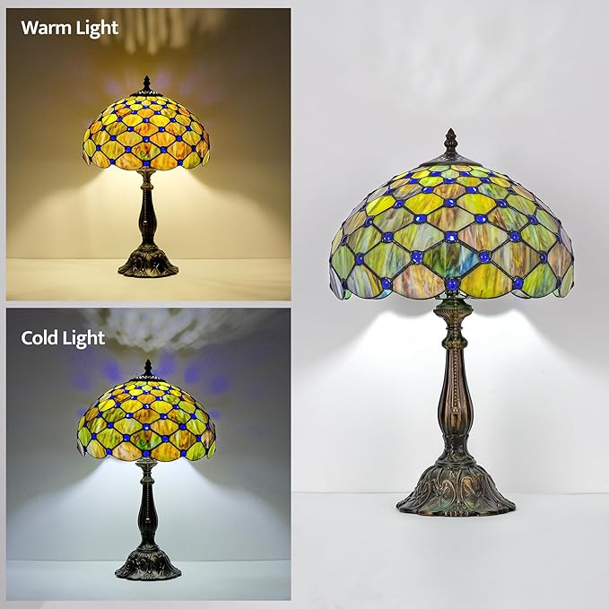 Tiffany Lamp Gradient Green Stained Glass Table Lamp Desk Bedside Reading Light