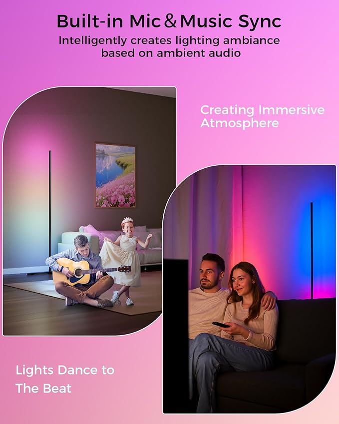 LED Corner Lamp, 216 Dynamic Light Effects and Music Sync
