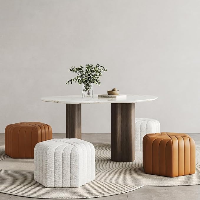 homary 18.5" Hexagonal Pouf Ottoman Upholstered, Velvet Footrest Rest Stools Modern Sofa Footrest Entryway Shoe Changing Stool, Low Coffee Table Footstool for Living Room/Bedroom/Entrway-Brown