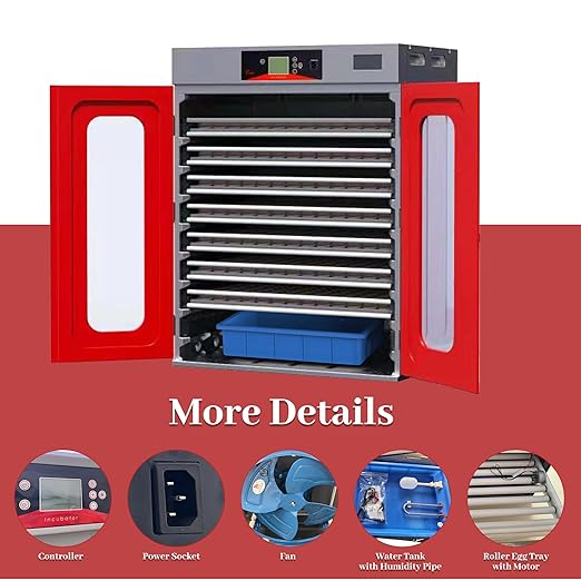 1000 Egg Cabinet Incubator, Automatic Digital Poultry Hatcher with Temperature & Humidity Control – Commercial Large Capacity Egg Turning System for Chicken, Duck, Quail Eggs