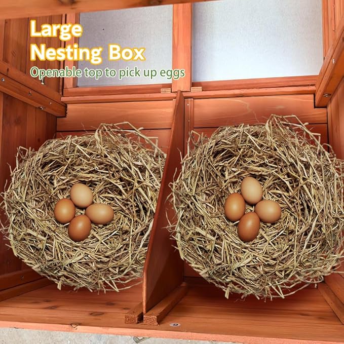 Solar-Powered Automatic Chicken Coop with Weatherproof Cover 2 Nesting Boxes Timer Light Sensor Ventilated Outdoor Poultry Cage with Pull-Out Tray
