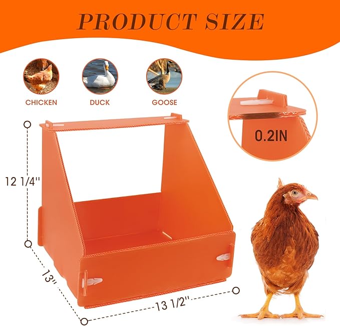6 Pack Chicken Nesting Boxes for Laying Eggs for Hens Ducks and Poultry, Orange