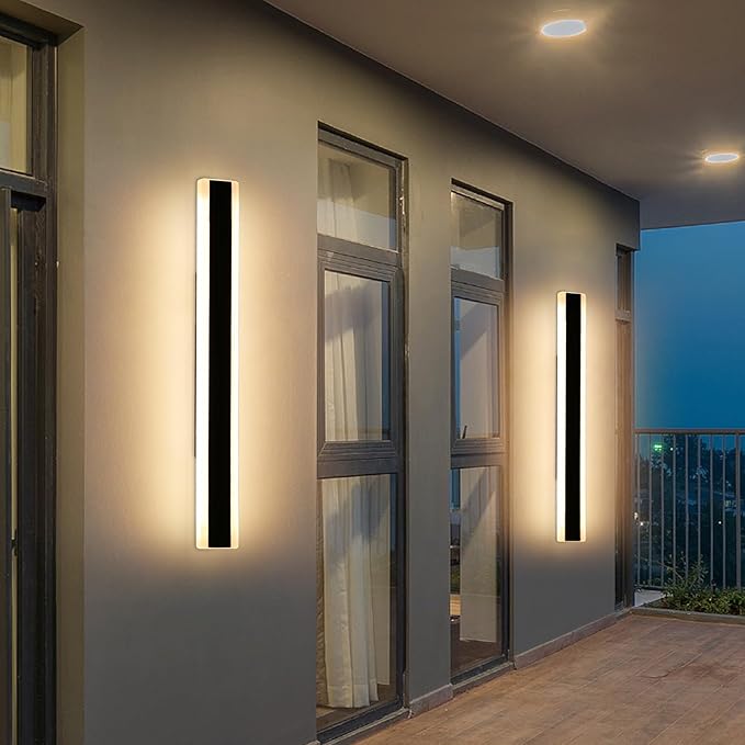 Mikeru 2pack 31.4inch Outdoor Wall Light Fixtures, 3000K Modern Outdoor Lights