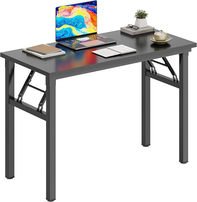 DlandHome 31.5 inches Small Computer Desk for Home Office Folding Table Writing Table for Small Spaces Study Table Laptop Desk No Assembly Required Black DND-AC5CB-8040