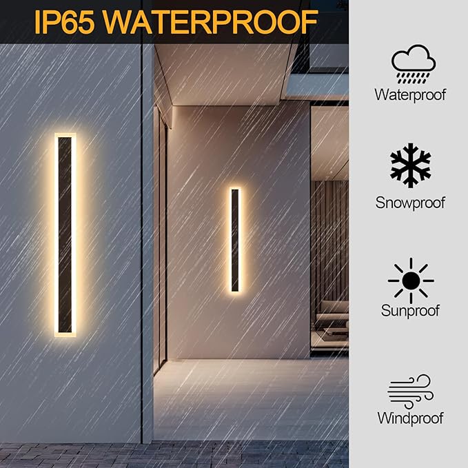 92.5inch 2 Pack Modern Outdoor Wall Lights LED 3000K Outdoor Wall Sconce IP65