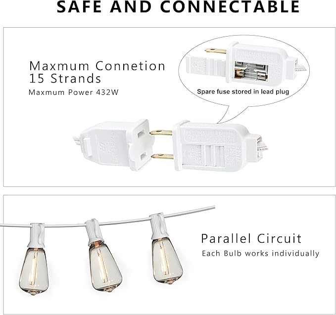 DAMAING LED Outdoor String Lights 100FT Patio Lights