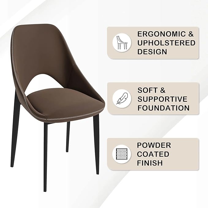 LeisureMod Amalfi Upholstered Fabric Dining Chair – Modern Side Chair with Iron Legs, Mid-Century Accent Chair for Dining Room or Kitchen