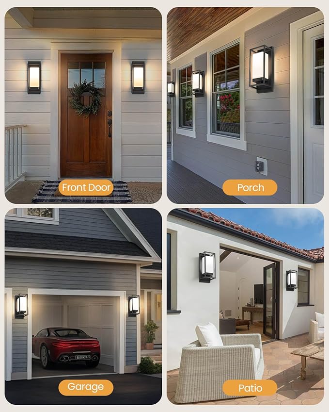 SHIMR Modern Outdoor Wall Light, E26 Base, Waterproof Exterior Sconce