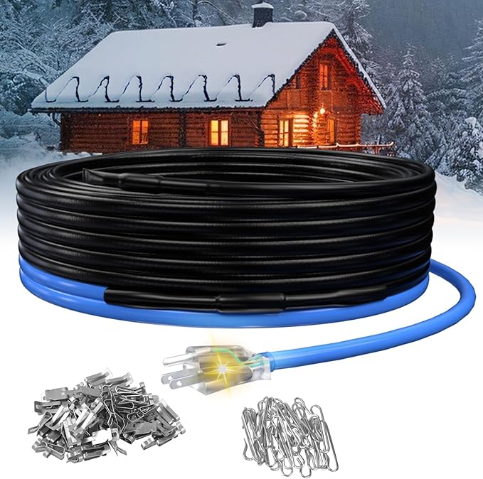 20ft Roof Heat Tape for Roof and Gutters, Constant Wattage 5w/ft, CSA ETL Certified, Ideal for Metal or Plastic Gutters/Downspouts, 120V