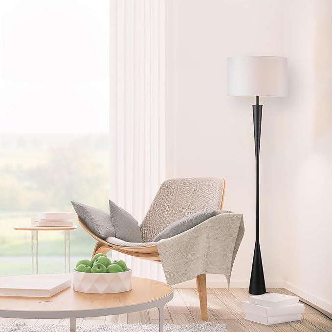 GLOBE Electric 67224 70" Floor Lamp, Matte Black Finish, Modern Tapered Frame