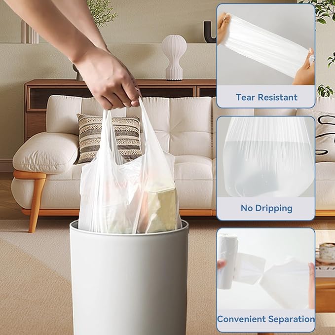 4 Gallon Trash Bag with Handles, Pack of 88, Multipurpose Small Garbage Bags for Home, Office, 43x58cm,3.8g/pcs, Unscented, White