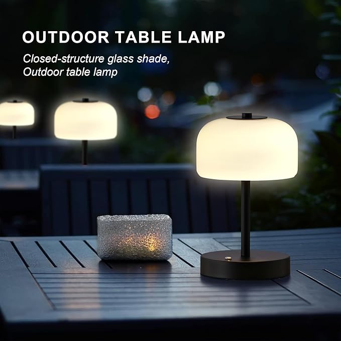 Oneach 9" Small Portable Cordless Table Lamp, 3-Way Dimmable Touch Rechargeable