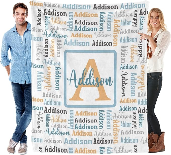 Dr.TOUGH Name Blanket Personalized Blanket for Adult Kids Flannel Customized Personalized Blankets and Throws