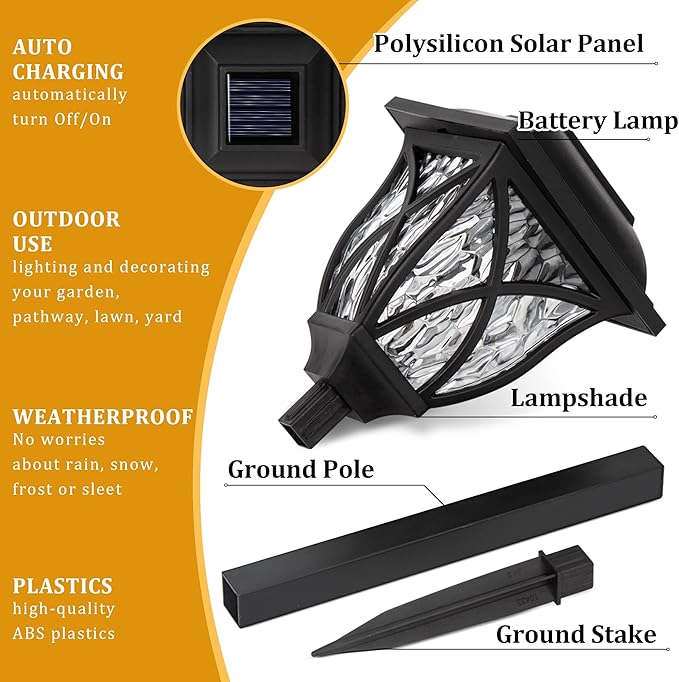GIGALUMI Solar Lights Outdoor Waterproof, 6 Pack LED Solar Garden Lights
