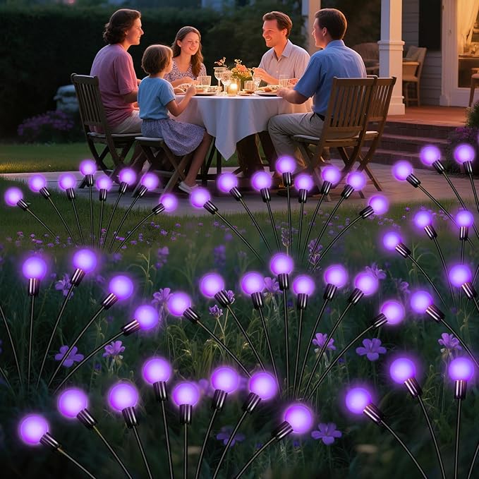 Solar Garden Lights 16 LEDs, 2 Pack 8 Heads, Outdoor Waterproof, Swaying