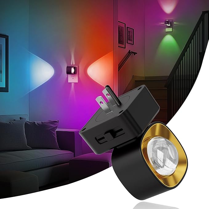 JandCase Night Lights Plug into Wall, 10-Colored Changing Night Light